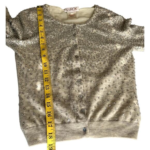 LaROK Sweater Cardigan Women Medium Sequin Cashmere Luxury Designer Button Front - Picture 5 of 7